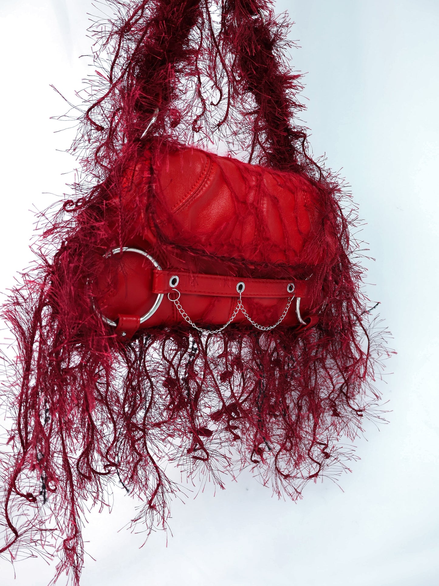 Burgundy Fringe Upcycled Bag