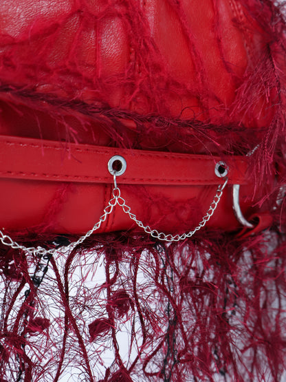 Burgundy Fringe Upcycled Bag