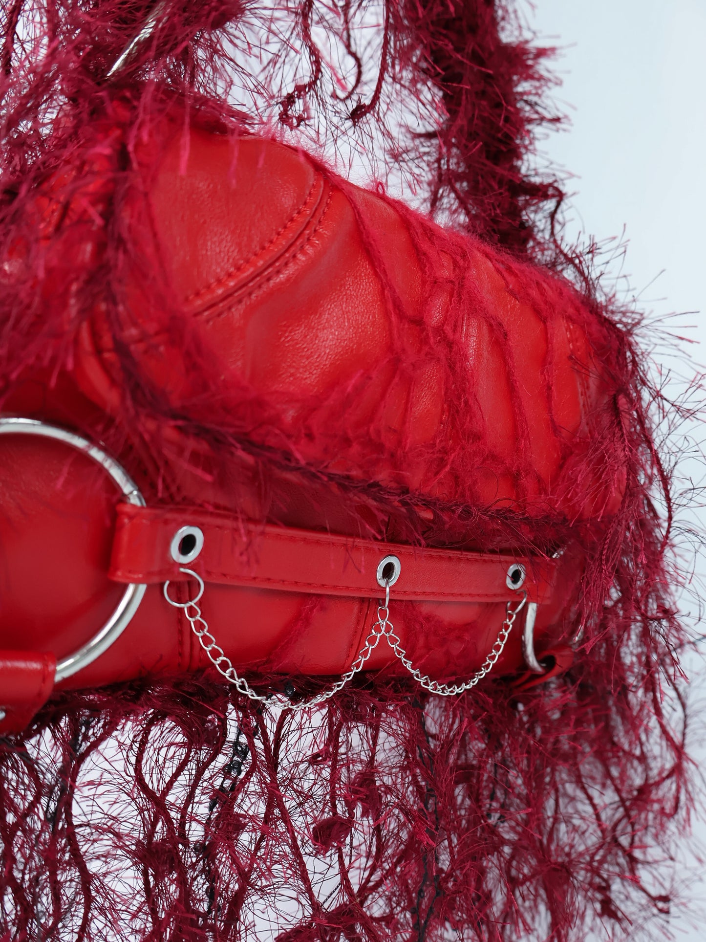 Burgundy Fringe Upcycled Bag