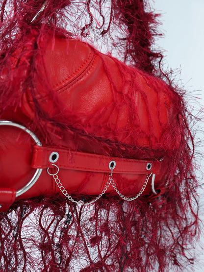 Burgundy Fringe Upcycled Bag