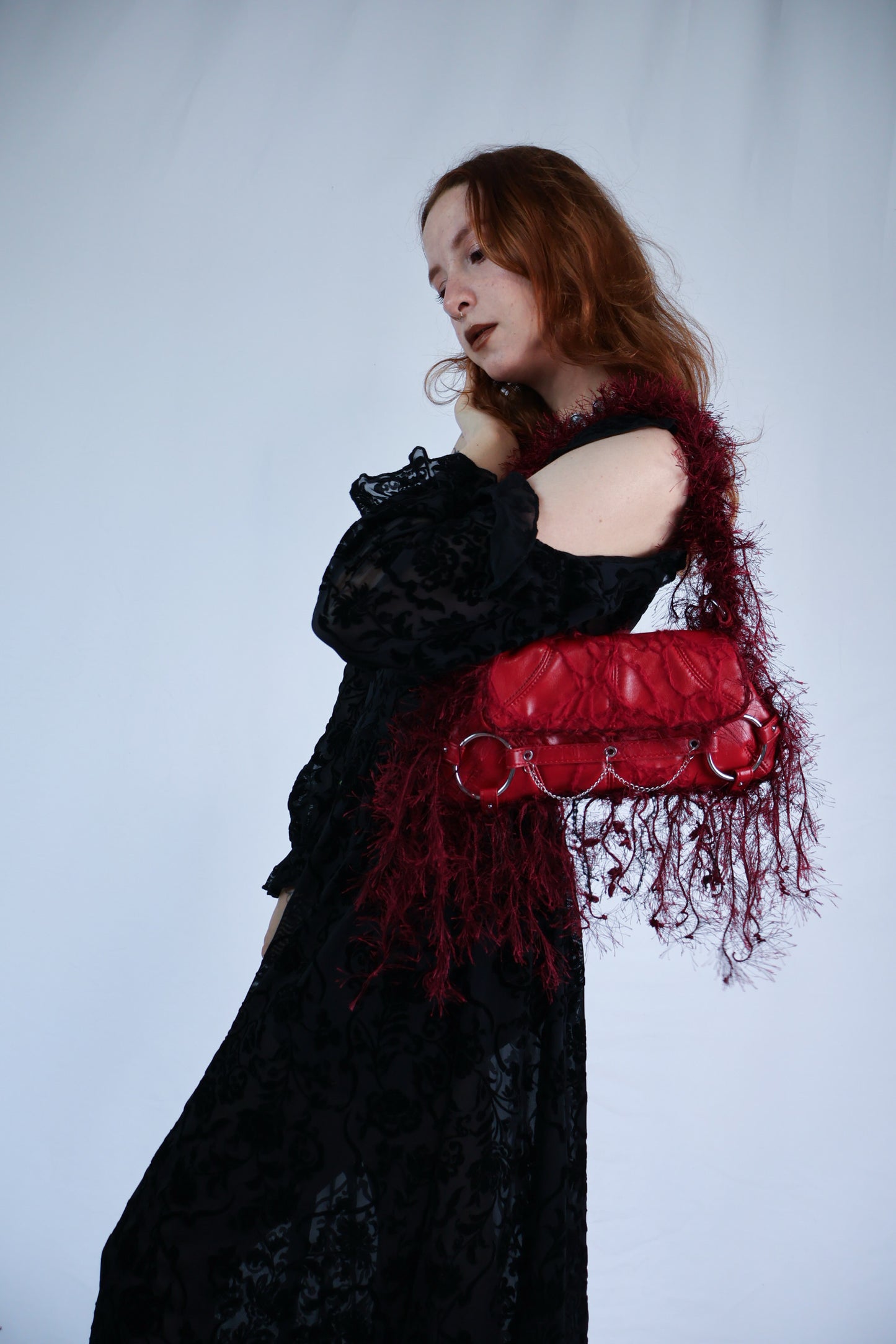 Burgundy Fringe Upcycled Bag