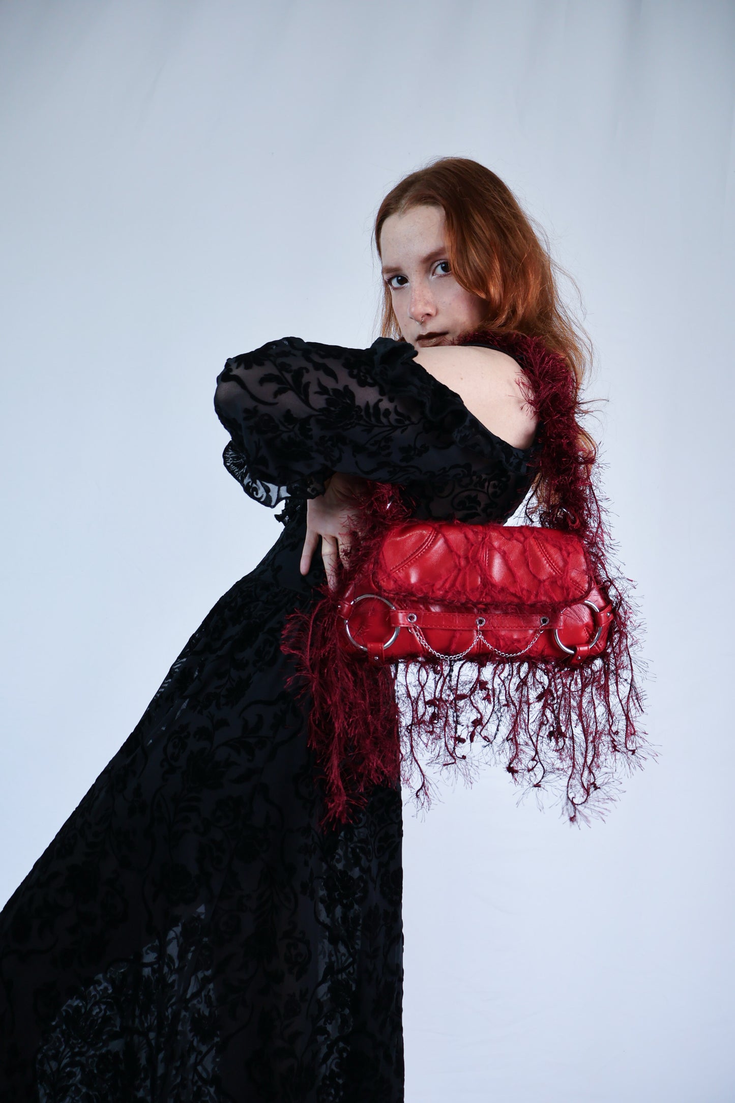 Burgundy Fringe Upcycled Bag