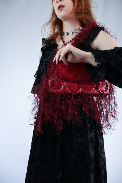 Burgundy Fringe Upcycled Bag