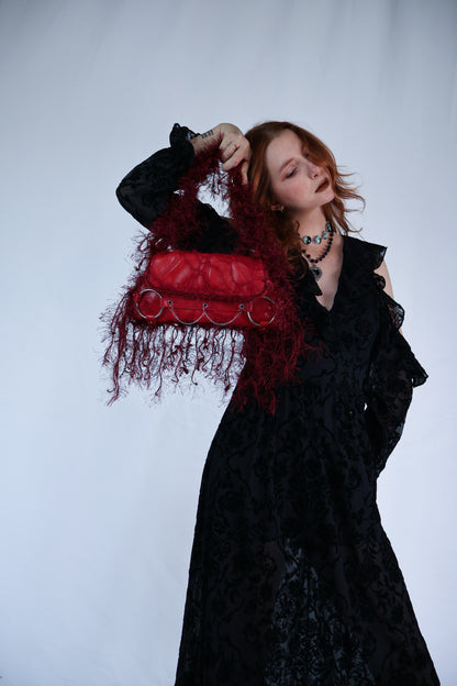 Burgundy Fringe Upcycled Bag