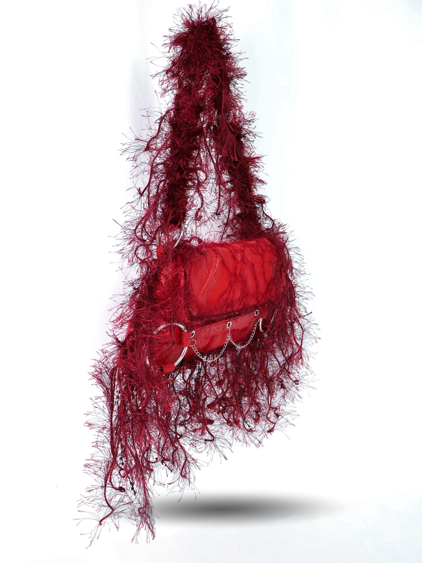 Burgundy Fringe Upcycled Bag
