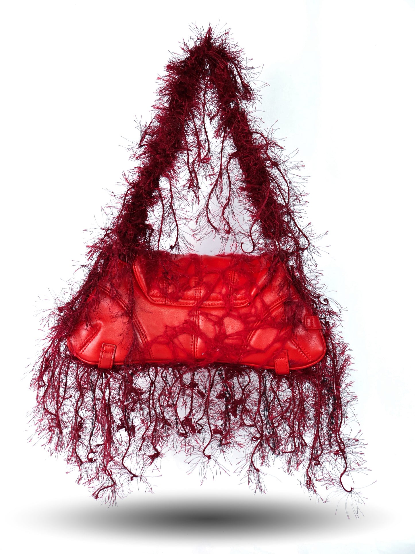 Burgundy Fringe Upcycled Bag
